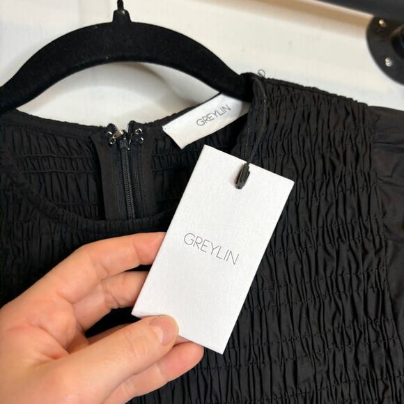 NWT Greylin Kia Smocked Bodice Poplin Midi Dress - Picture 5 of 13